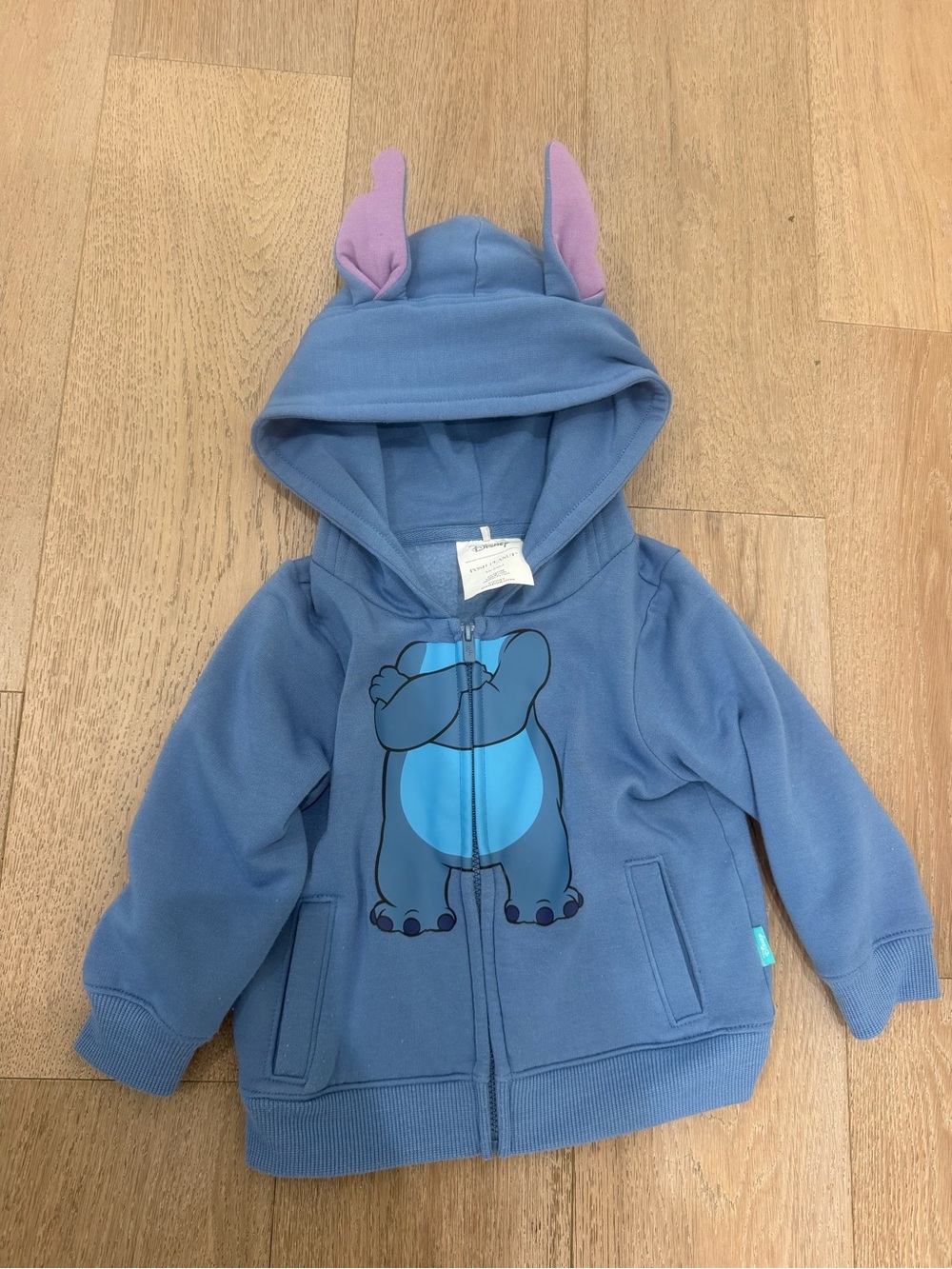 Posh Peanut Blue Zip Hoodie with Pink Ear Accents
